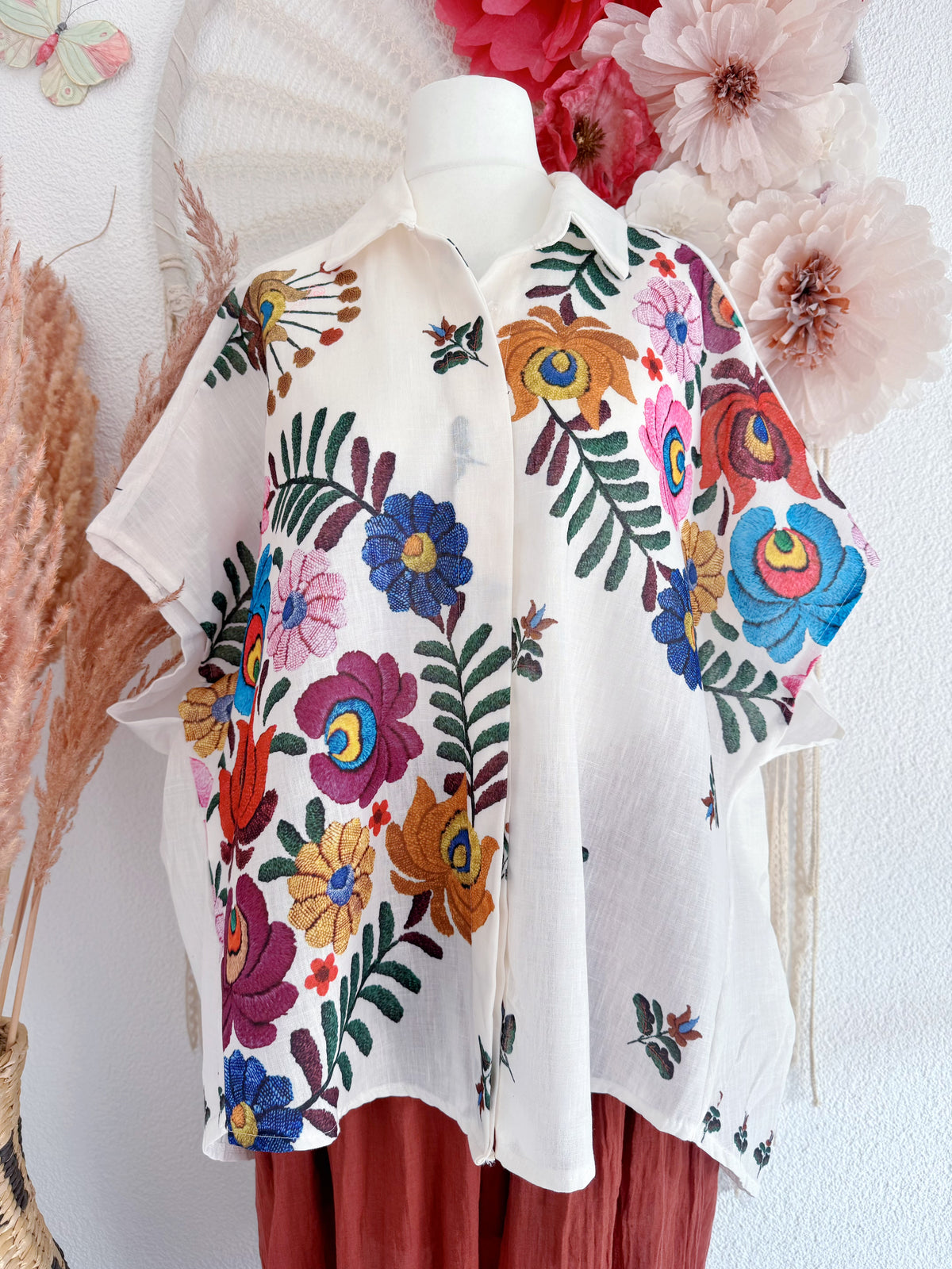 OVERSIZED BLUSE MIT FLORALEM PRINT - ONE SIZE -