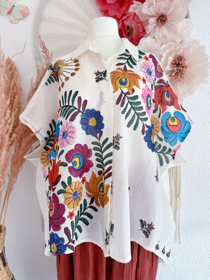 OVERSIZED BLUSE MIT FLORALEM PRINT - ONE SIZE -
