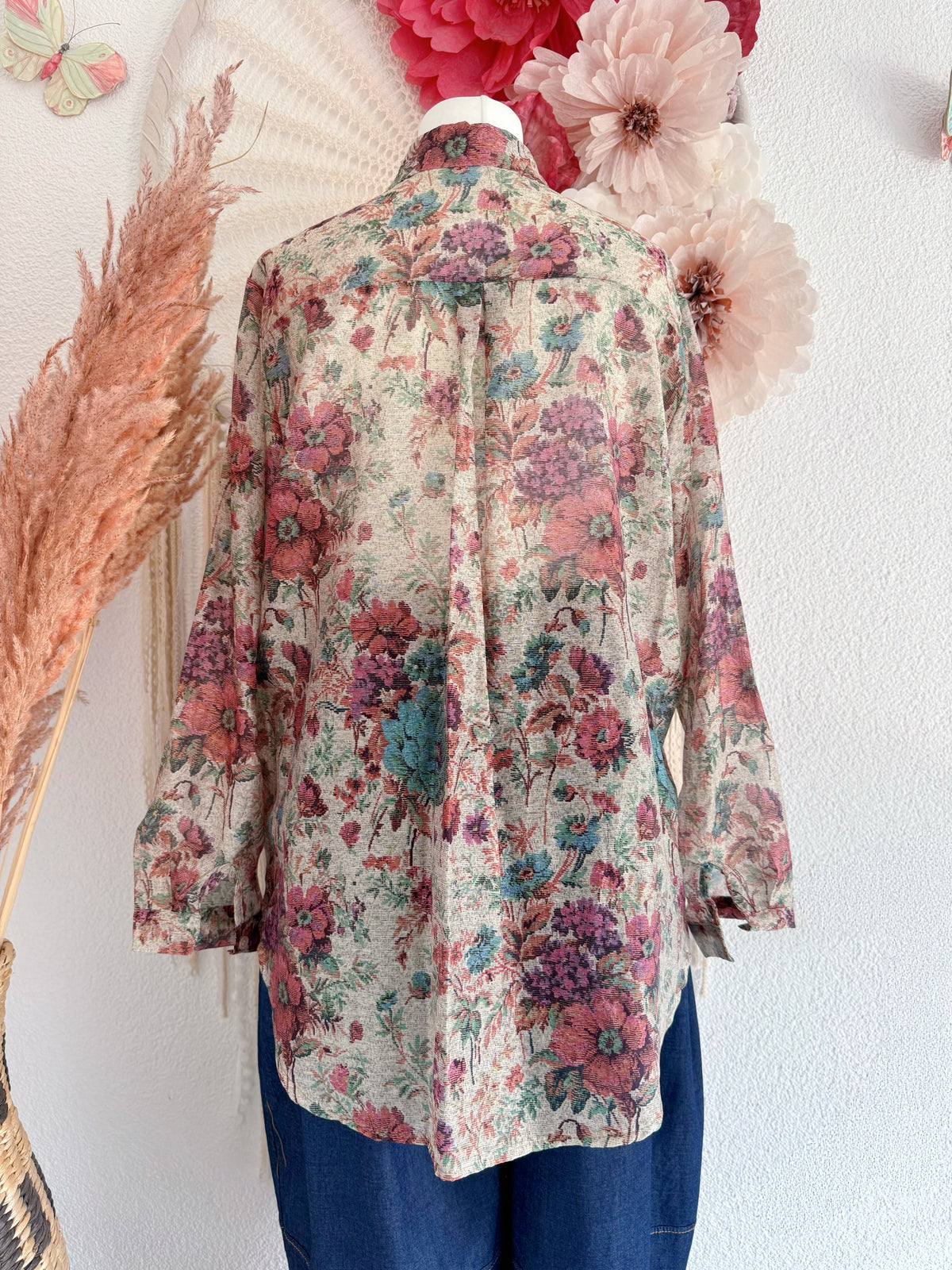 BLÜSCHEN MIT VINTAGE-BLUMENMUSTER - ONE SIZE -