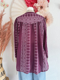 OVERSIZED BLUSE MIT ETHNO-STICKEREI - ONE SIZE -