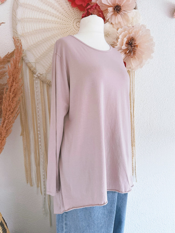 BASIC-LANGARMSHIRT IN ZARTEM ROSÉ - ONE SIZE -