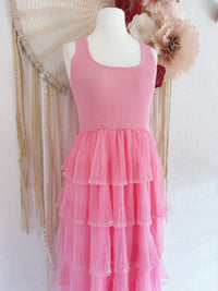 ROMANTISCHES TÜLLKLEID IN ROSA - ONE SIZE -