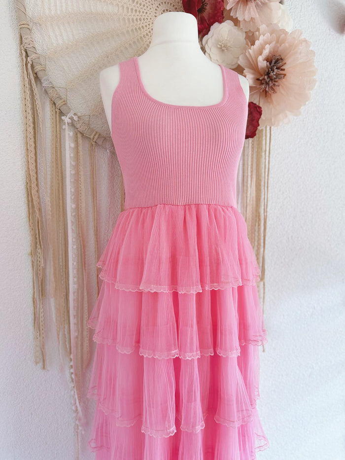 ROMANTISCHES TÜLLKLEID IN ROSA - ONE SIZE -