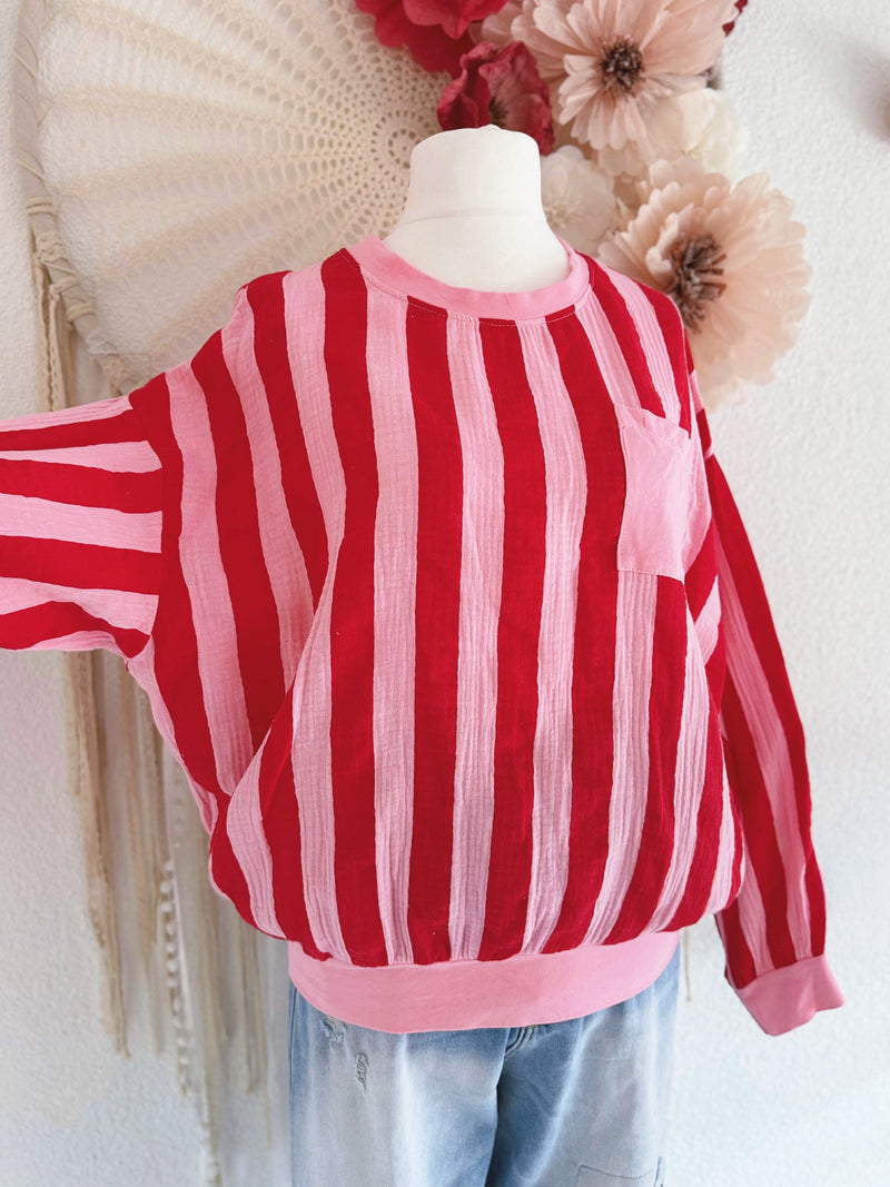 CASUAL MUSSELIN-SWEATER IN ROT - ONE SIZE -