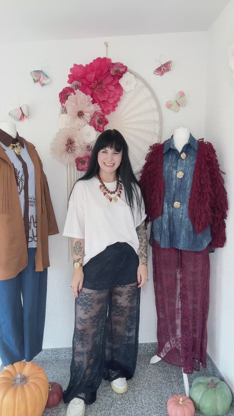 HOSE AUS SPITZE IN DUNKELBLAU - ONE SIZE -