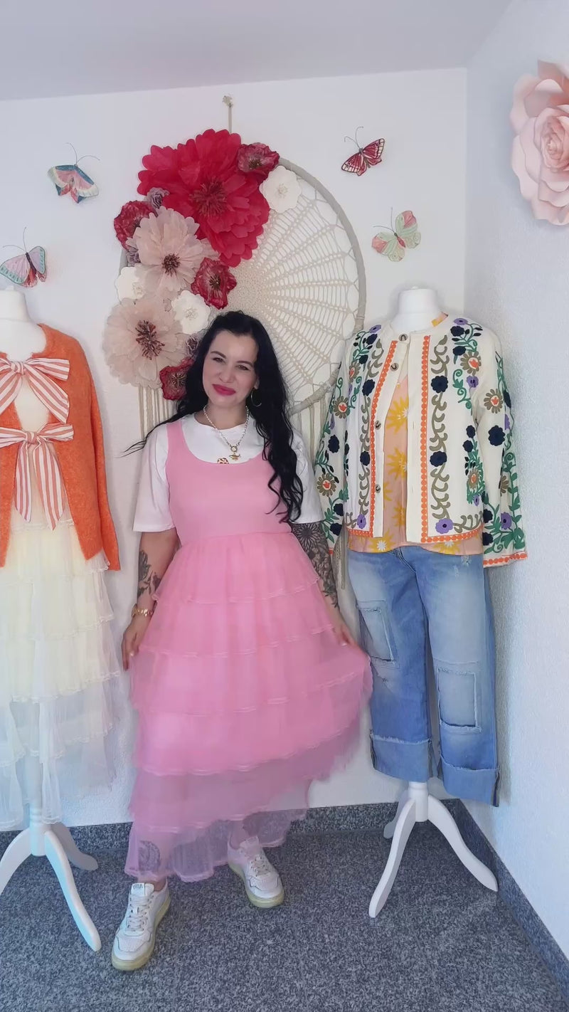 ROMANTISCHES TÜLLKLEID IN ROSA - ONE SIZE -
