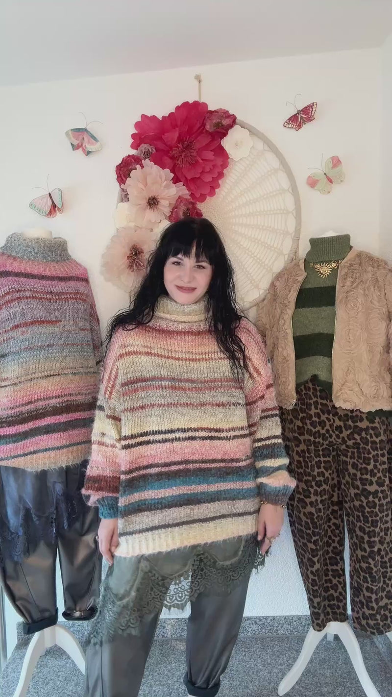 ASYMMETRISCHES SPITZENTOP IN KHAKI - ONE SIZE -