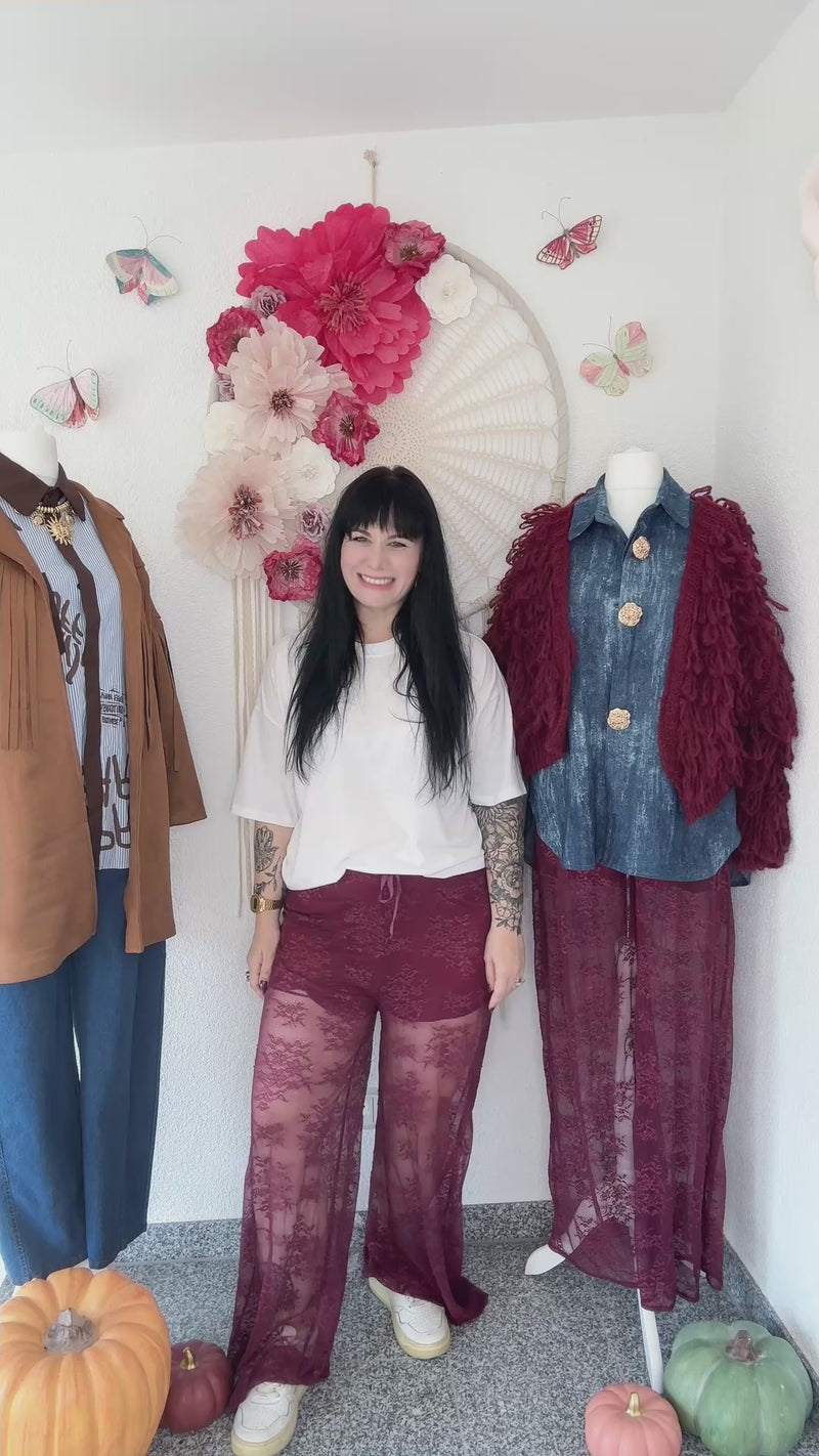 HOSE AUS SPITZE IN BURGUNDER - ONE SIZE -