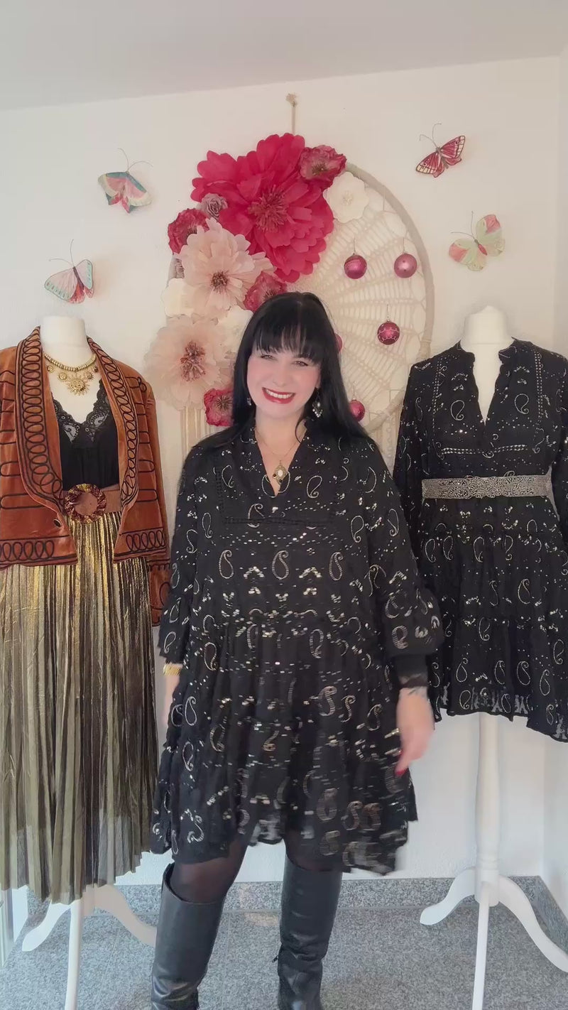 FUNKELNDES TUNIKAKLEID MIT PAILLETTEN UND BESTICKUNGEN - ONE SIZE -