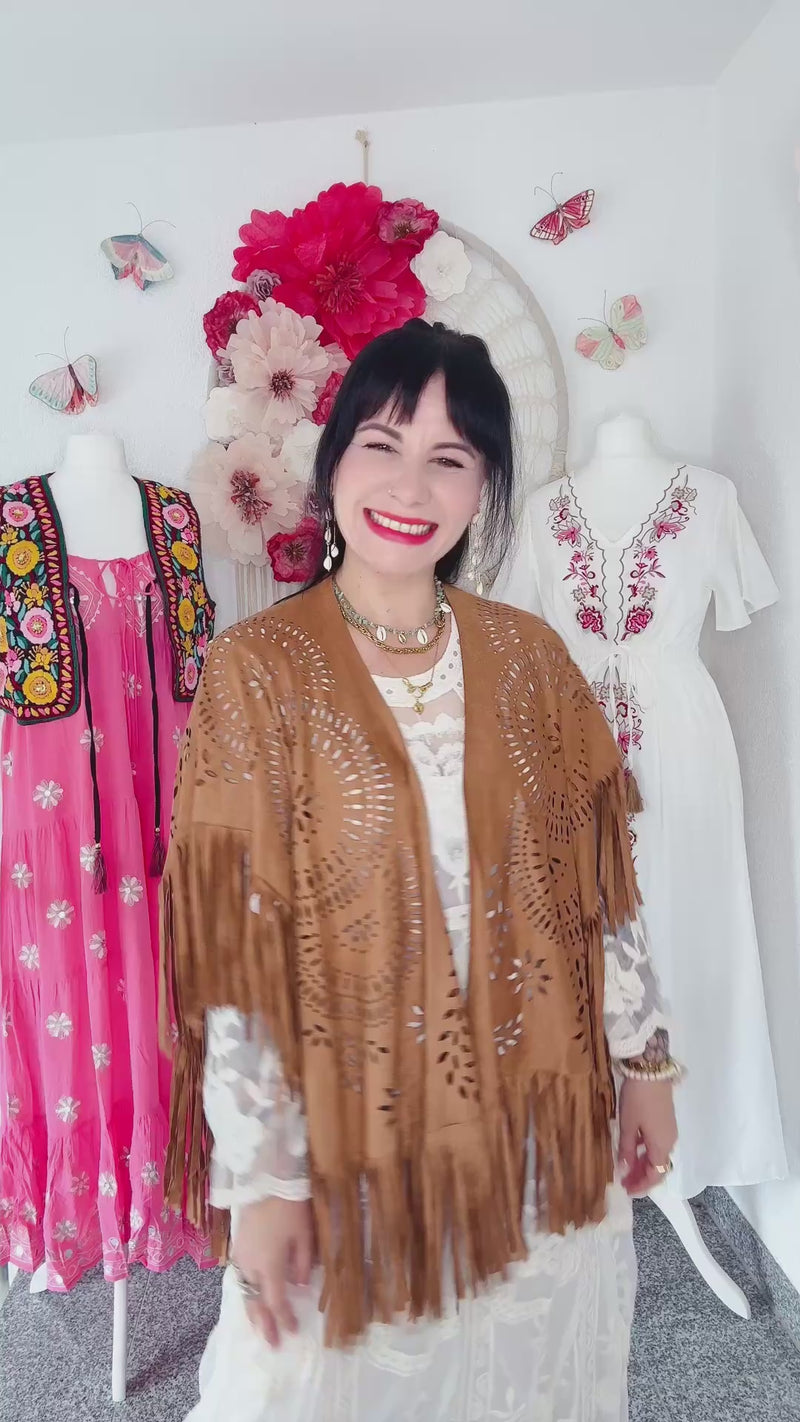 BOHO FRANSEN-PONCHO/CAPE - ONE SIZE -